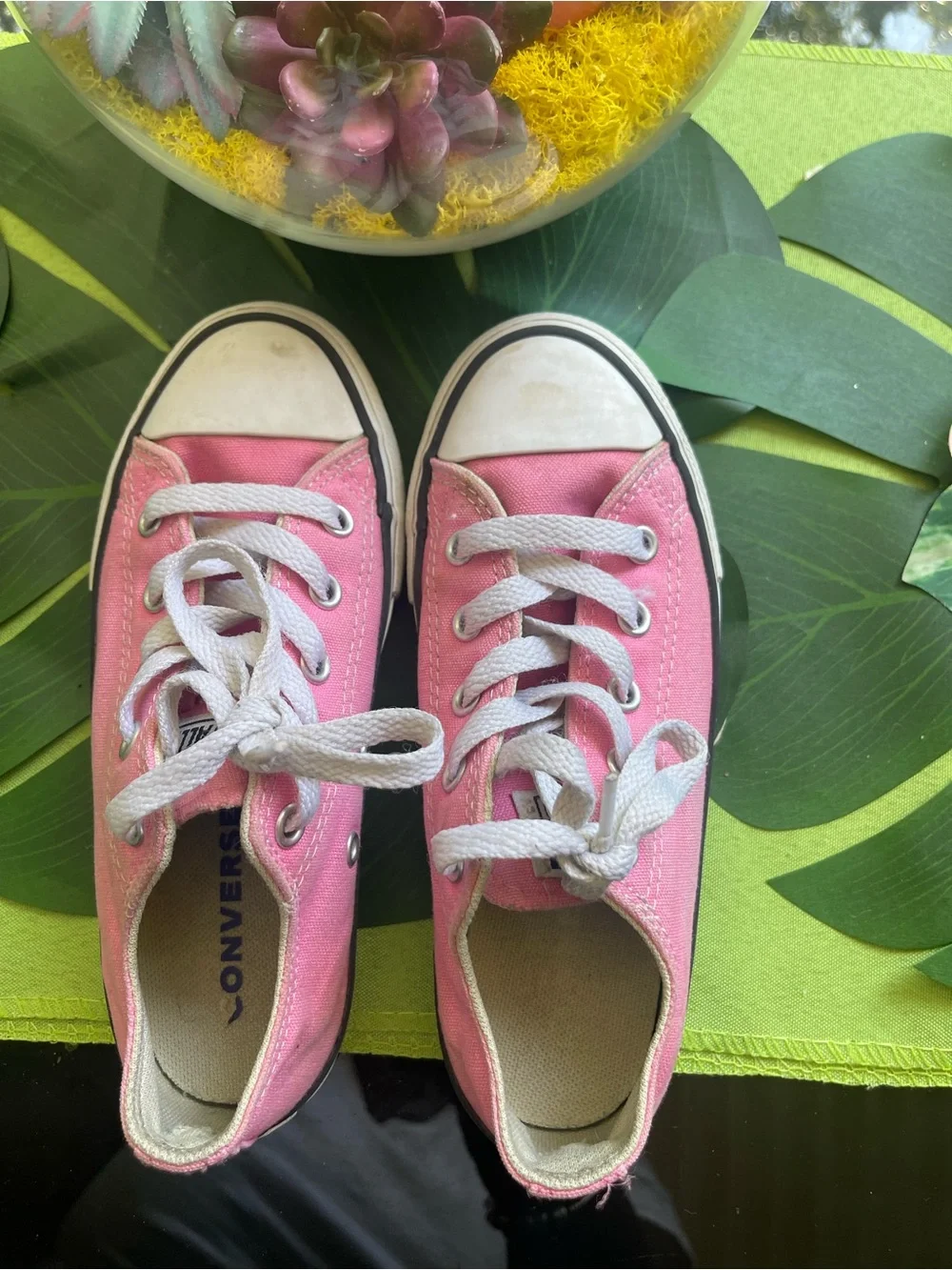 Converse Pink Low-Top Canvas Sneakers with White Accents